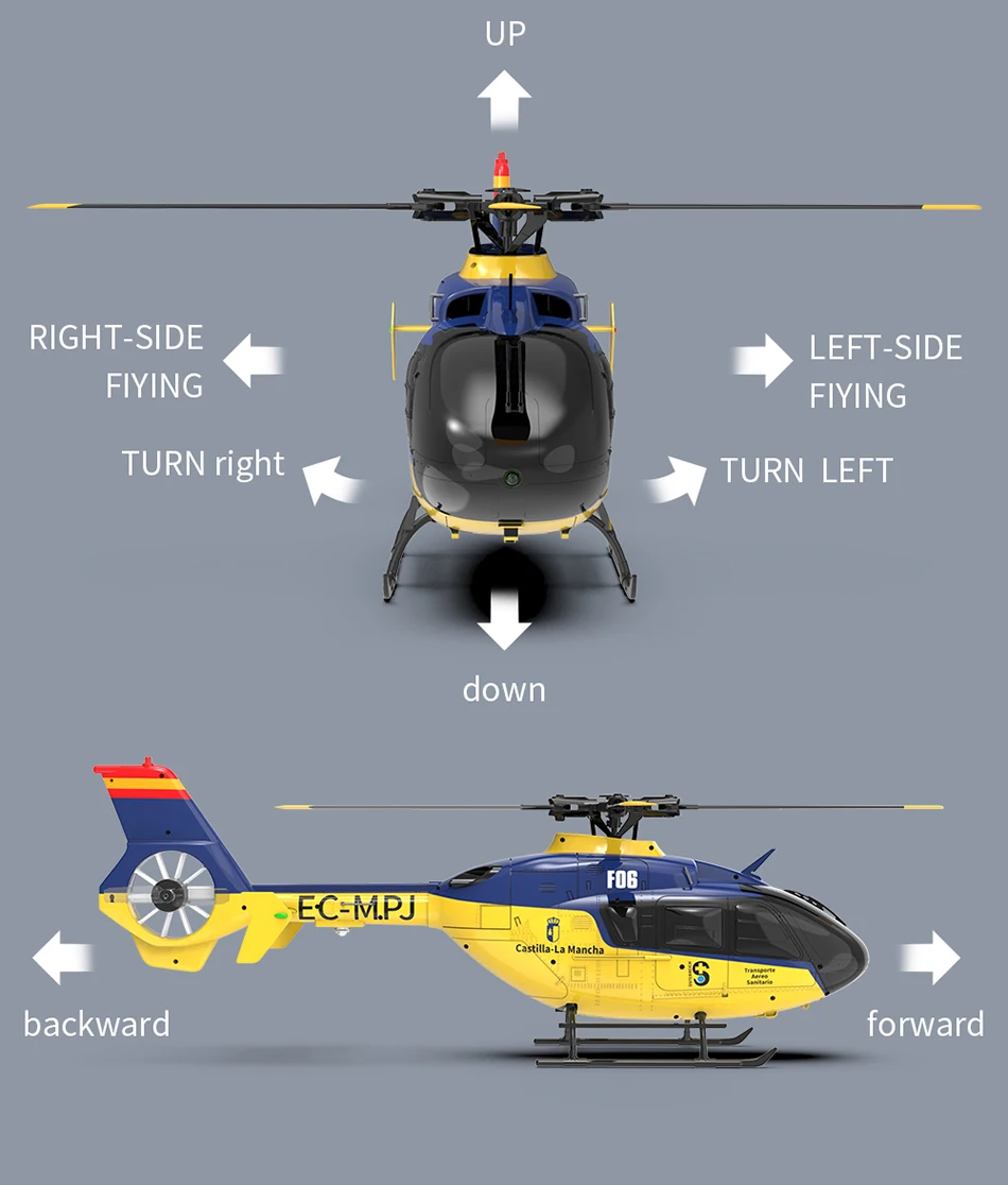 Avion télécommandé - Eurocopter EC135 Jaune