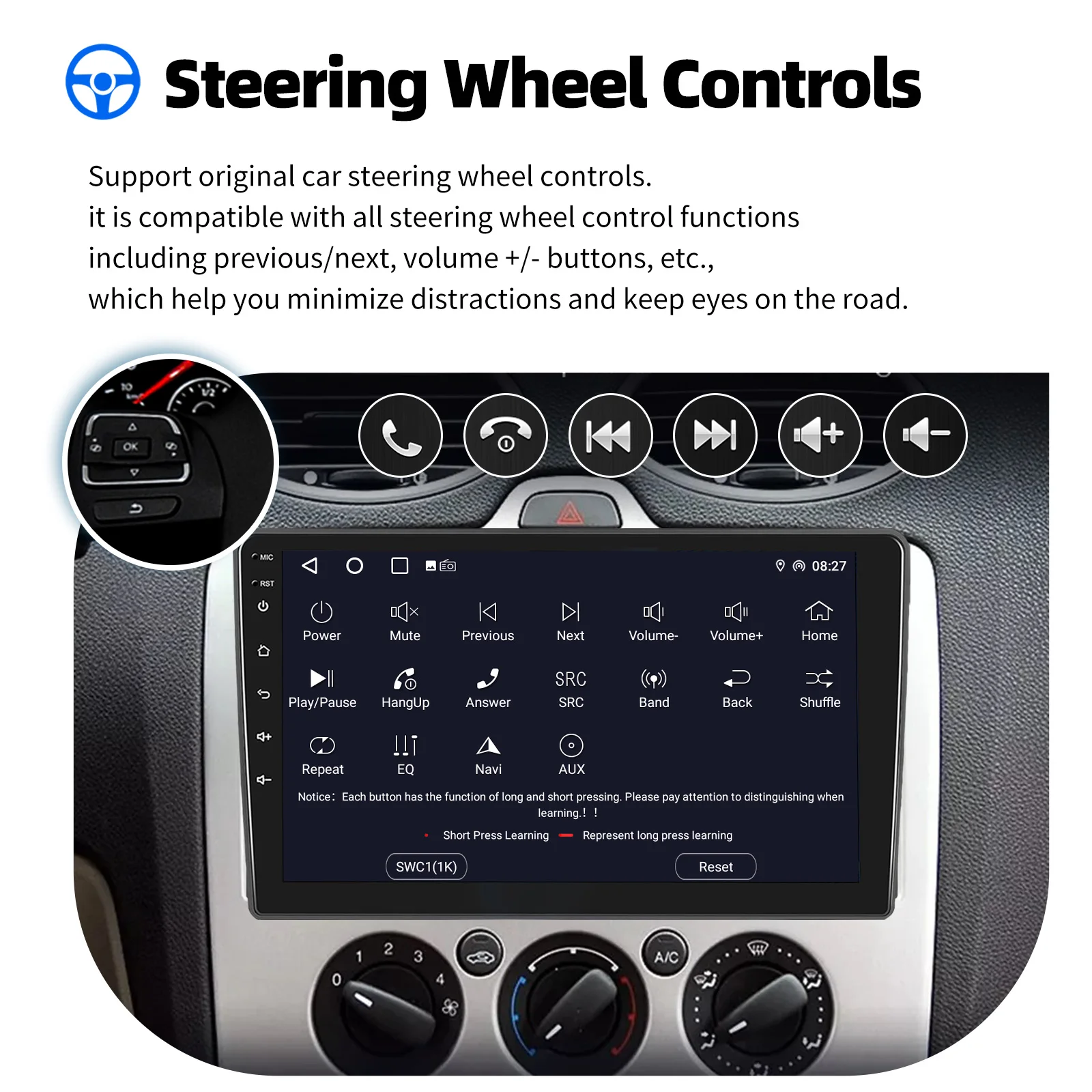 ESSGOO 9" Android 14 für Ford Transit Connect MK7 Focus Galaxy Fiesta C S Max Kuga Autoradio Wireless CarPlay Android Auto GPS Navi Wifi RDS USB EQ SWC Bluetooth Touchscreen 2 DIN – Detail 14