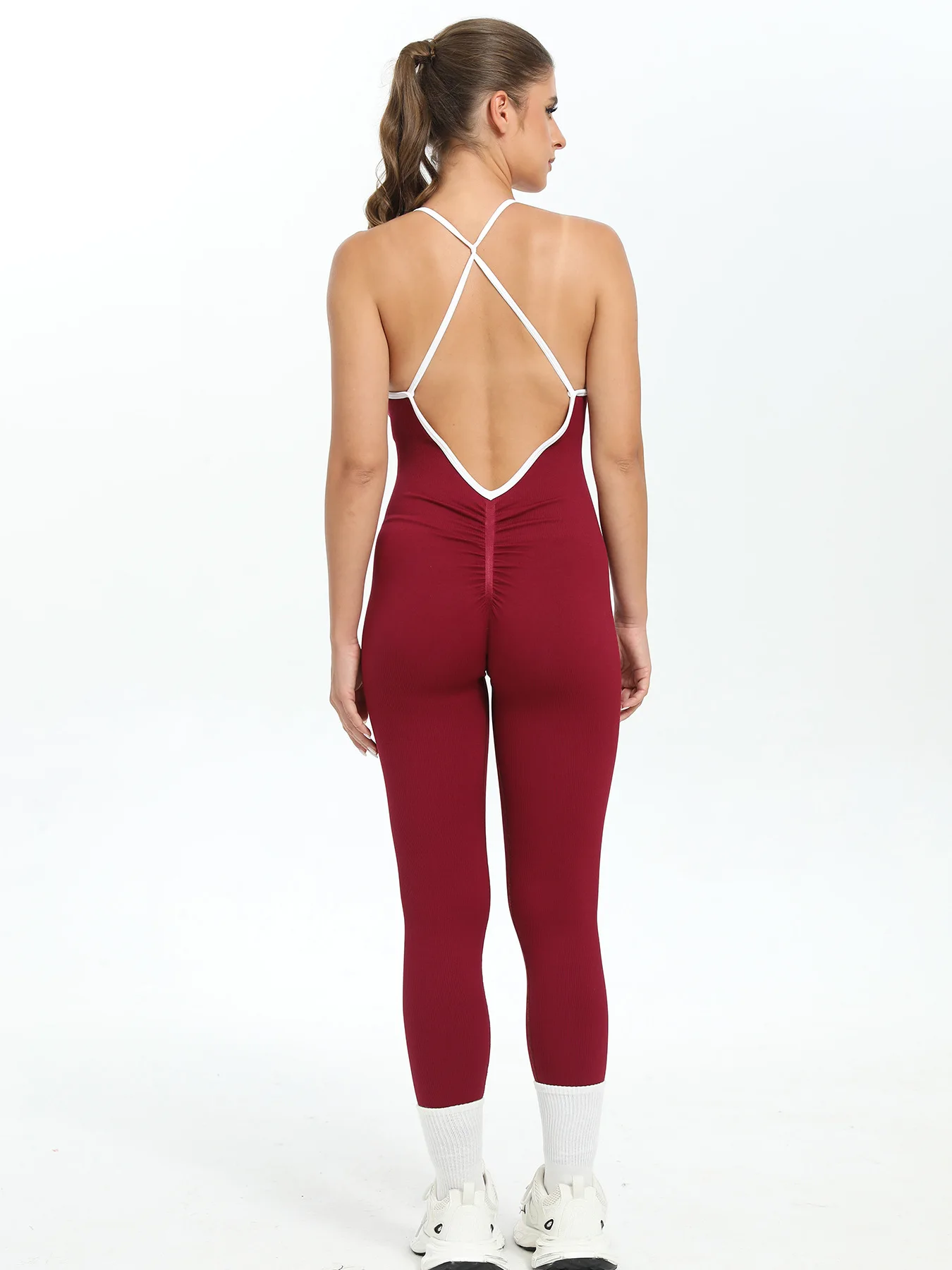 Women Seamless Ribbed Slim Jumpsuit Bodysuit Image 21