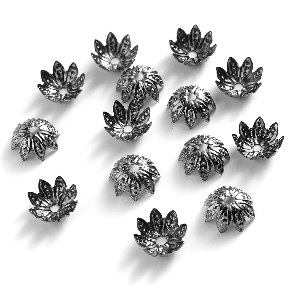100 teile/los 8/10mm Metall Blume Torus Lotus Form Spacer Ende Perlen Kappen für Schmuck Machen DIY Charme armband Zubehör – Detail 5