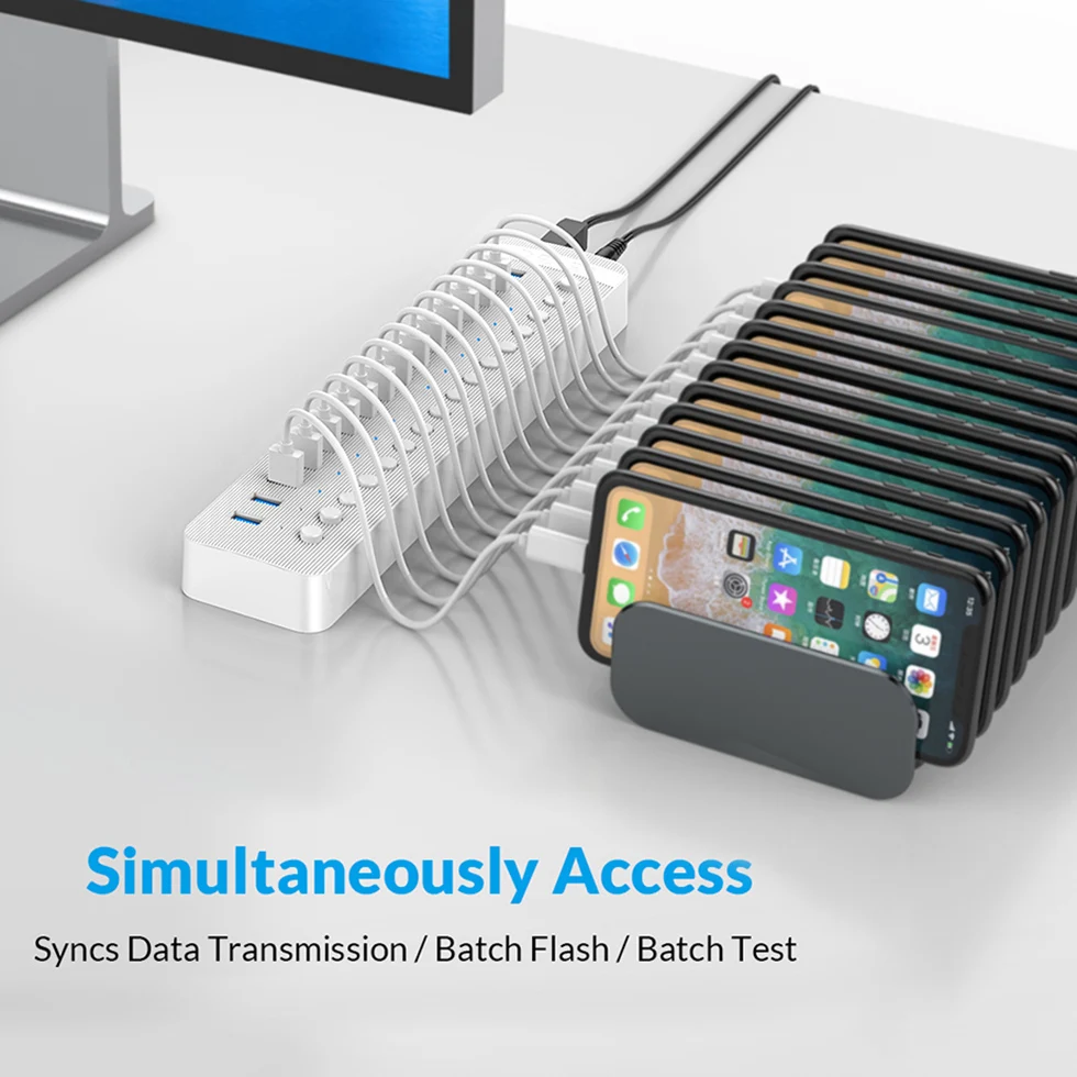 Orico 10 Portas Multi Usb Hub Powered Divisor Soquete com Interruptor de Ligar Desligar Doca Múltipla Usb 3.0 Slot Adaptador de Tira de Alimentação - Imagem 5