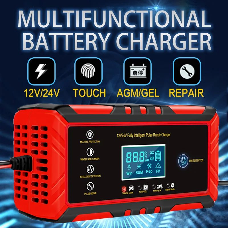 12v/24v Pulse Repair Charger Car Battery Charger Full Automatic Intelligent Fast Charging For