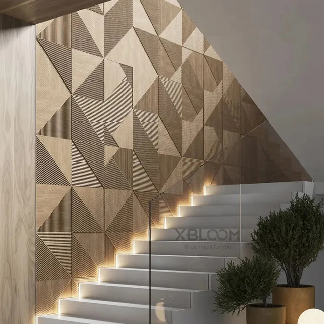 แผ่นผนังตกแต่ง 3 มิติ ขนาด 50x50 ซม. จำนวน 4 ชิ้น สำหรับตกแต่งผนังภายในห้องนั่งเล่น ห้องนอน โรงแรม สำนักงาน ลายภาพจิตรกรรมฝาผนังแบบแผ่น/แม่พิมพ์ สติ๊กเกอร์ติดผนัง 3 มิติ 1