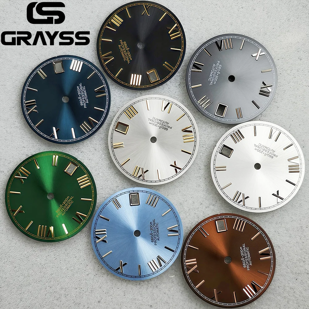Steel Roman Numerals for DateJust Sunburst Watch Dial - Black, Blue, Gold, Silver Options