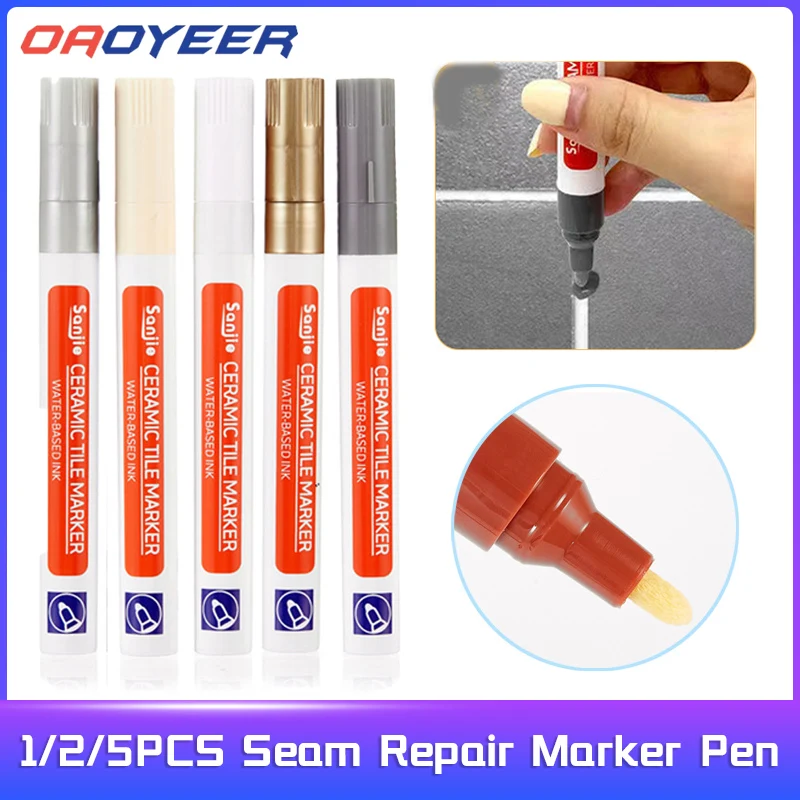 

1/2/5PCS White Waterproof Tile Marker Grout Pen Wall Seam Pen 5 Color Optional for Tiles Floor Bath Decontamination Seam Repair