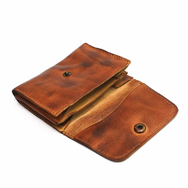 Genuine Leather Wallet for Men Women Brand Vintage Handmade Short Small Men's Wallets Card Holder Original Leather Coin Purse 2