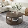 40" Round Coffee Table for Living Room, 2 Tier Traditional Round Circle Wooden Center Coffee Table, Café Tables 6