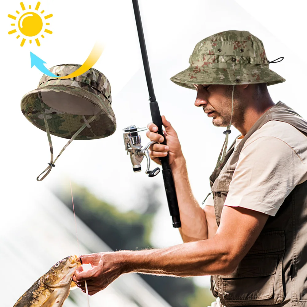 Tactical Fishing Boonie Hats Camouflage Panama Cap Military Hunting  Shooting Outdoor Sun Protection Folding Fisherman Bucket Hat