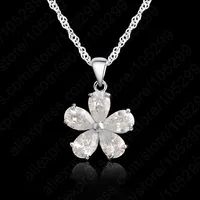 Flower Festival 925 Sterling Silver Needle  Cubic Zirconia Pendant Neckalce Chain Flower Shape Necklace For Women Dressing 1