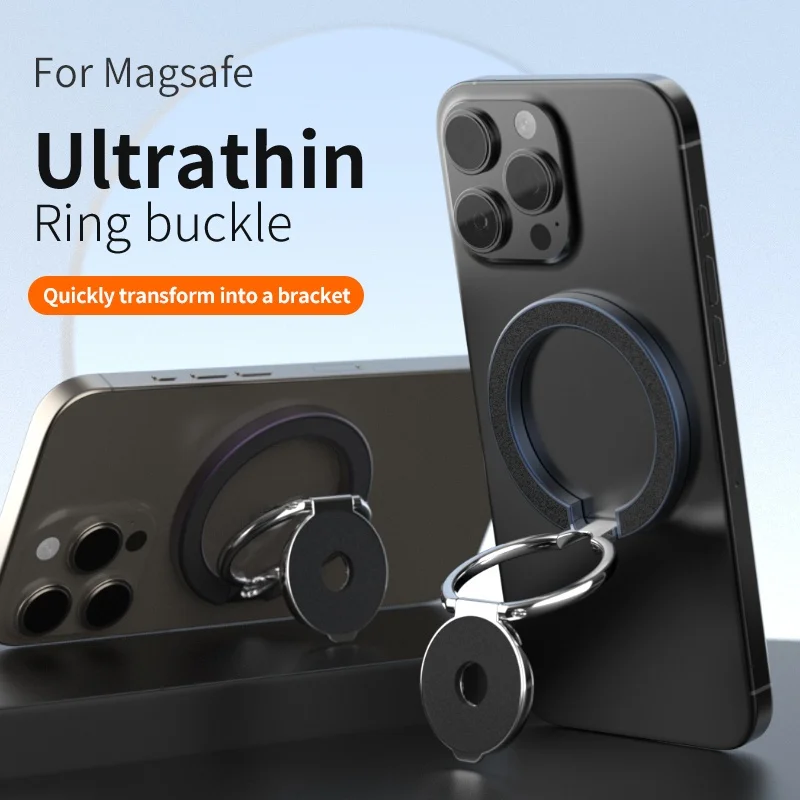 Dual-Sided Magnetic Phone Stand and Ring Holder with Kickstand Grip