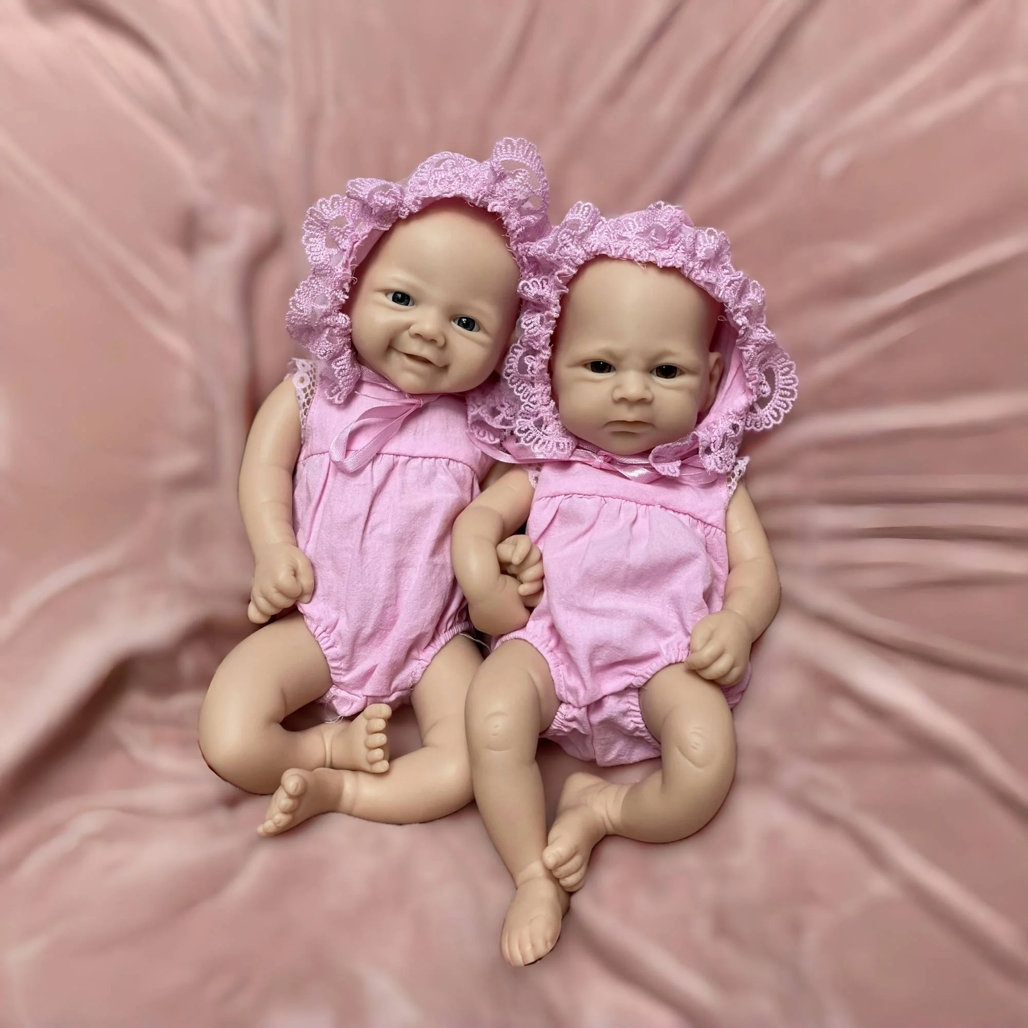 도색되지 않은 솔리드 실리콘  소녀, 핑크 의상, 세탁 가능한  인형, 부드러운 촉감, 33cm, 2 가지 스타일