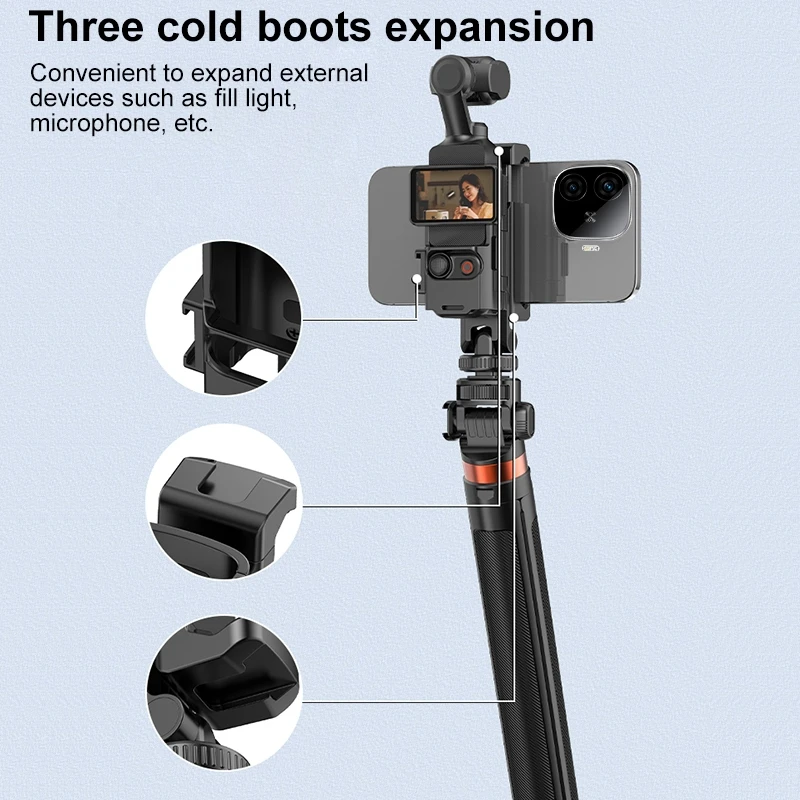For DJI OSMO Pocket 3 PULUZ Protective Frame Expansion Phone Clamp Bracket Compatible with Tripod Pole