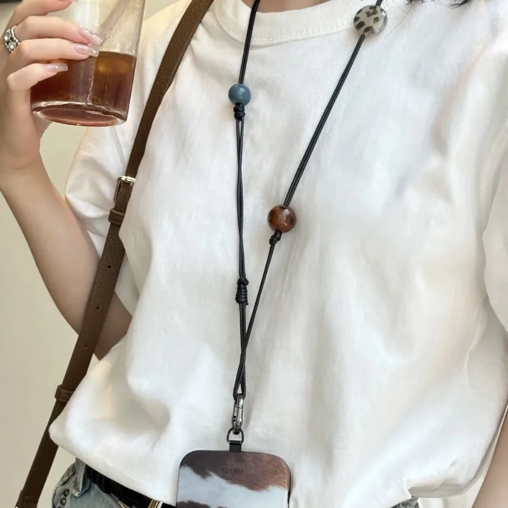 레트로 스타 비즈 이어폰 끈 수공예 분실방지 폰 목걸이 체인 DIY 키링 코드 폰 끈