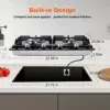Tieasy 24 Inch 4 Burner Built-in Tempered Glass NG/LPG Convertible Thermocouple Protection Child lock Gas Cooktop GH003-244G 6