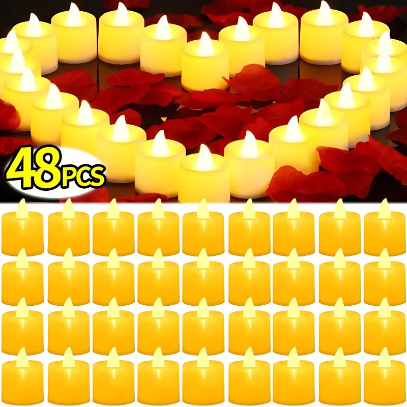 12-Pack Heart Shaped LED Tea Light Candles – Gold Powder Finish, Battery Operated, Safe For Weddings, Parties & Christmas (LR1130 Included)