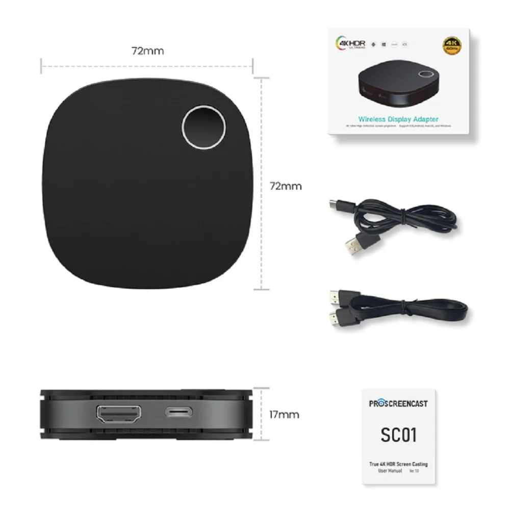 

SC01 2,4G/5G 4K HDR Procreenca Miracast Wi-Fi экран запуска Дисплей приемник донгл для Airplay DLNA HDMI TV Stick