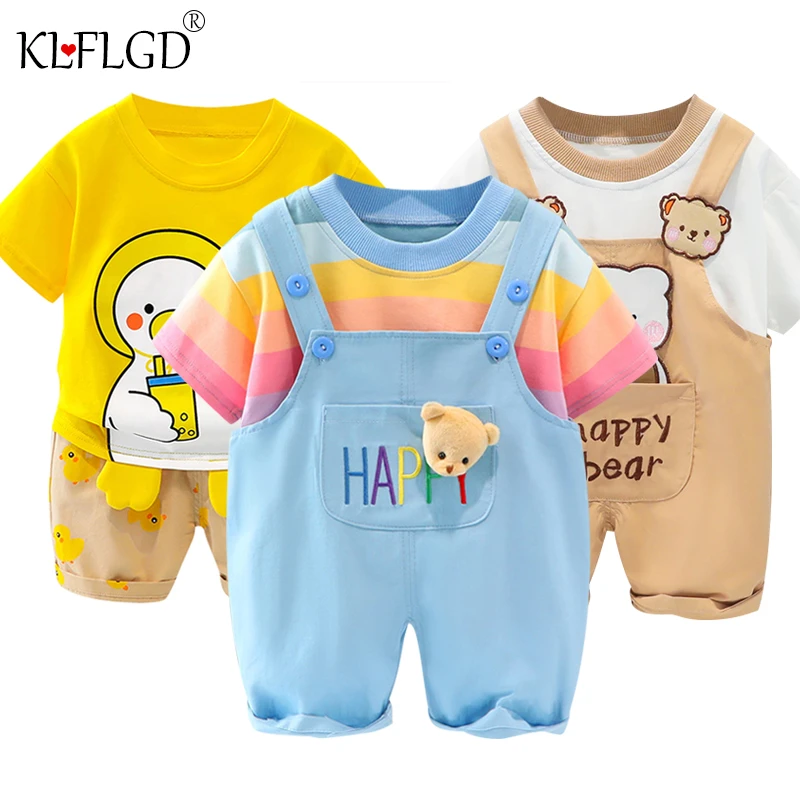 Newborn Baby Girls and Boys Clothing Suit For Spring summer Grils Bows Set New Cute Overalls Baby Clothing Set For Boys Clothes Baby Clothing Set classic