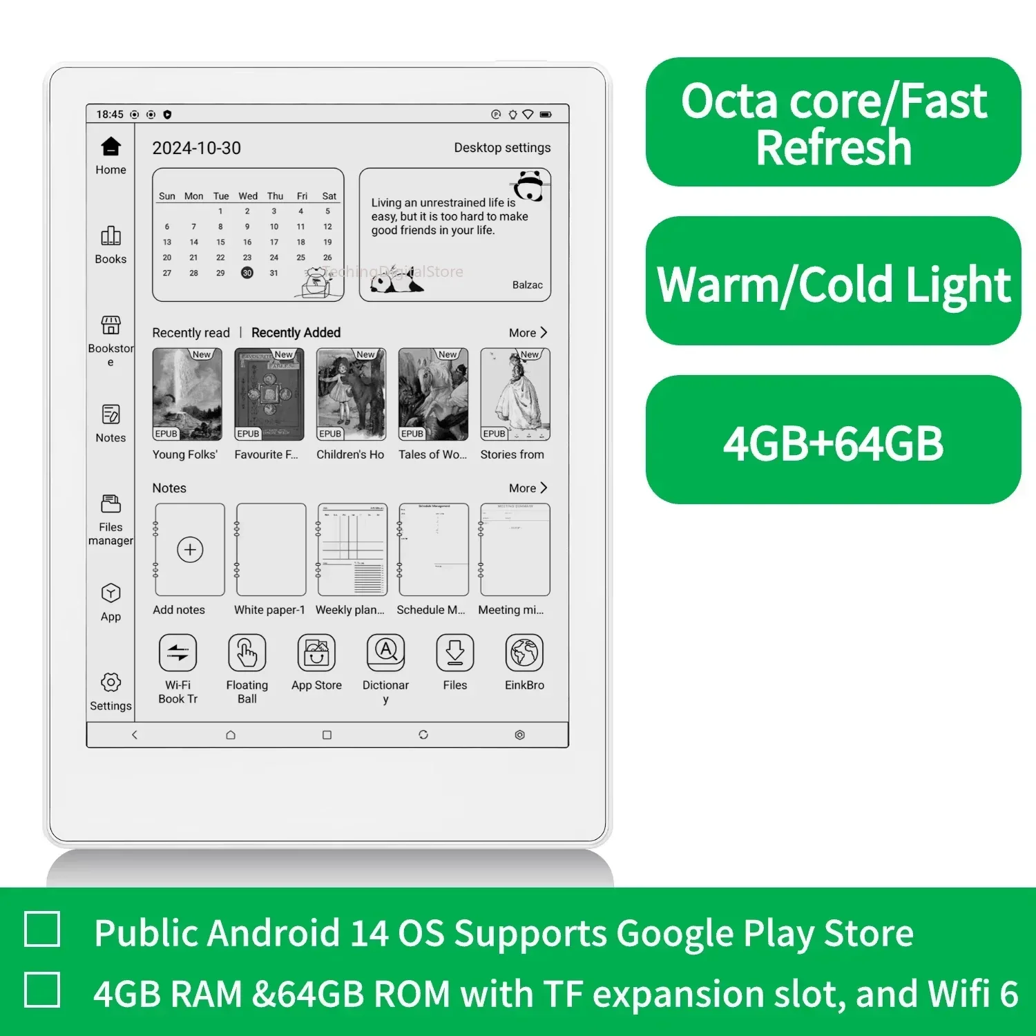 Original Meebook M8 E-book Reader 7.8 inch E-ink Screen Android 14 Ebooks reader and Fast Refresh 4G RAM 64GB ROM