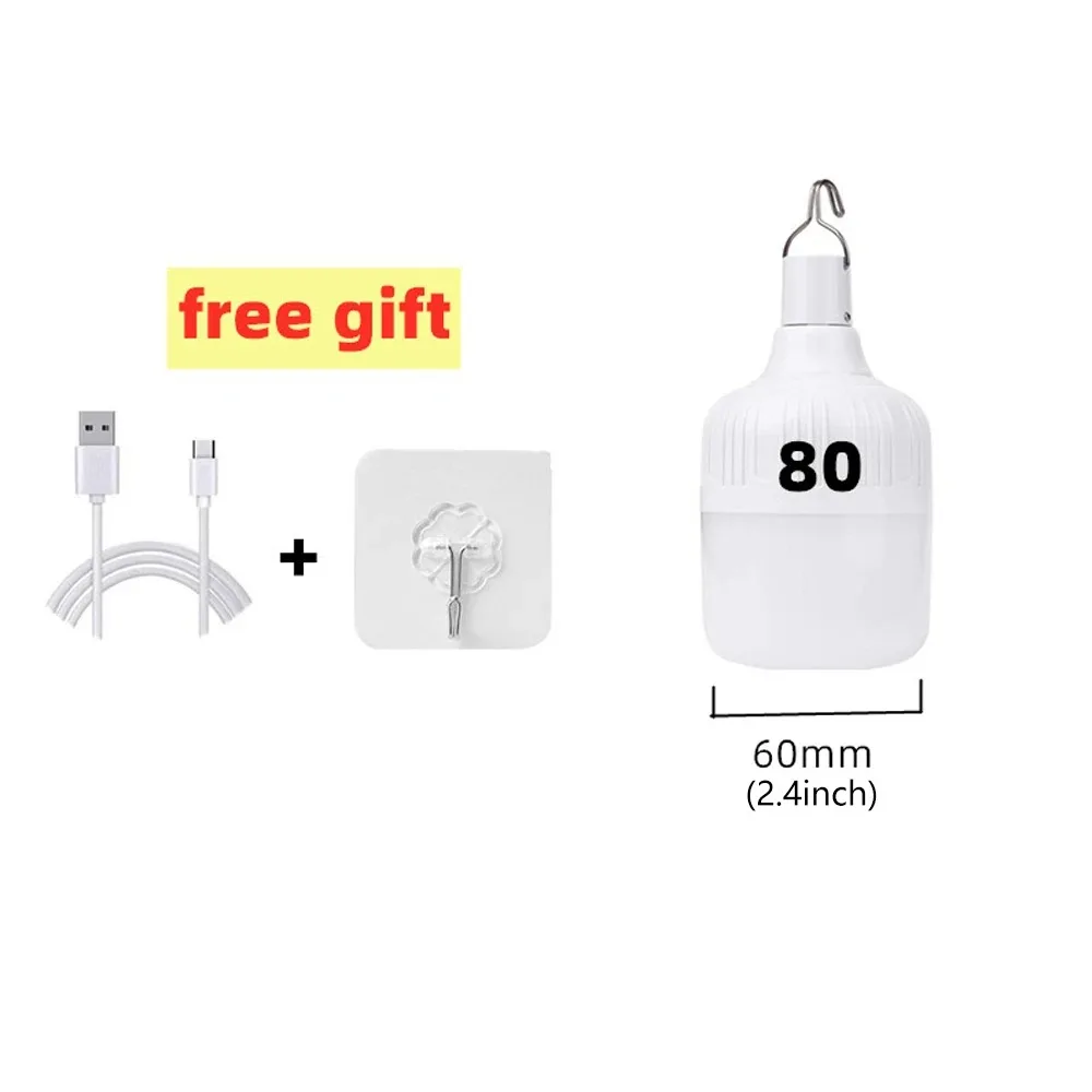 USB Rechargeable LED Emergency Light Portable Lantern for Power Outage Outdoor Light Bulb Hiking BBQ Camping Light Flashlight 