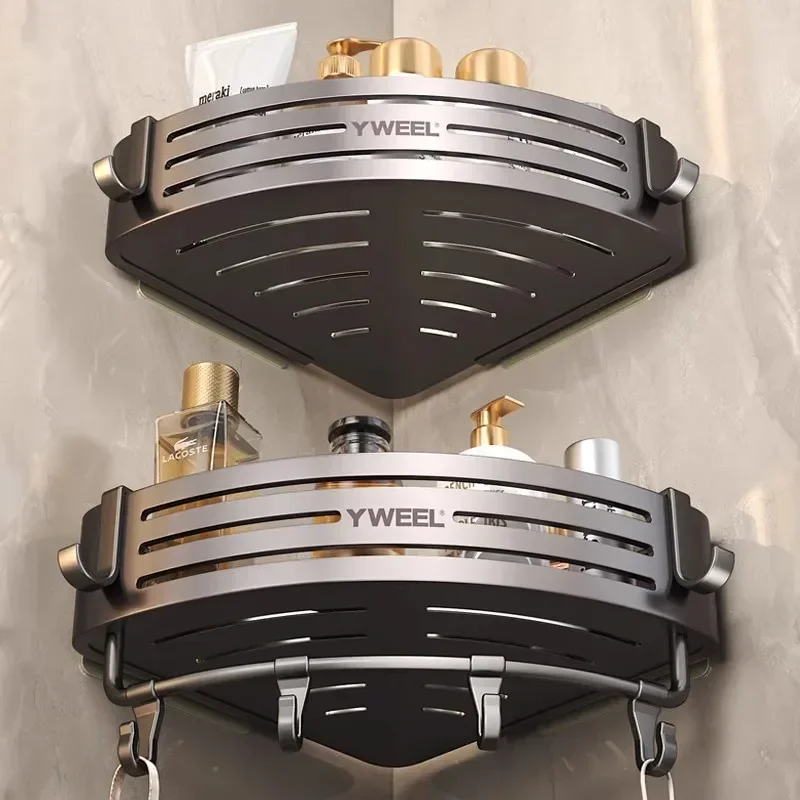 Bathroom Shelf Aluminum Shower Organizer Wall Mounted Shelves Hanging Storage Rack Bathroom Items Hardwares No Drill Shelf