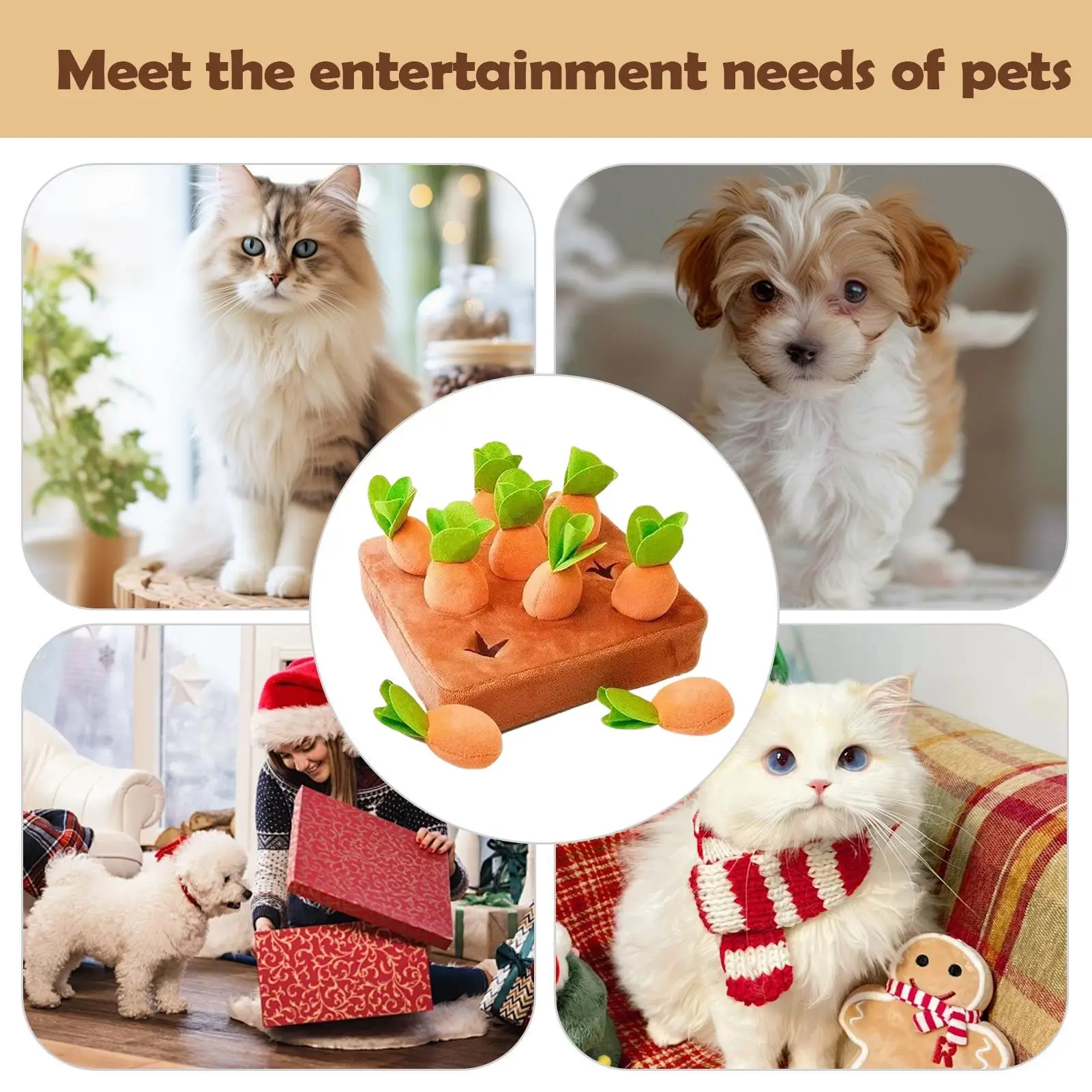 Dog Carrot Snuffle Toy Non-Slip Interactive Plush Puzzle Toys Feed Games Enrichment Puzzle For Home Dorm Travel Living Room