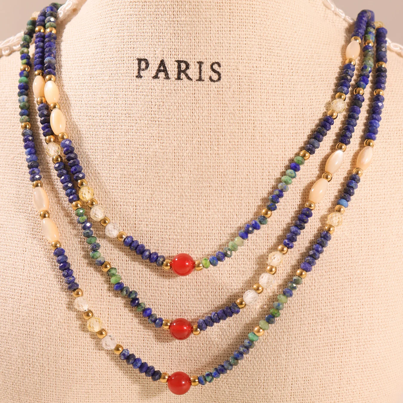 Edelstahl Imitation Perle Herz Anhänger Halskette Frauen Bunte Naturstein Perlen Kette Halsband Böhmischen Sommer Schmuck – Detail 17