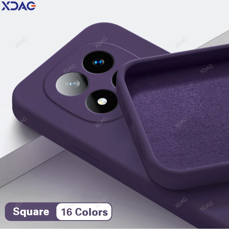 Coque de téléphone en silicone liquide pour Xiaomi Redmi Note14 Note 14 Pro + Pro Plus 5G, coque arrière simple et originale, bonbons doux, carré, mode