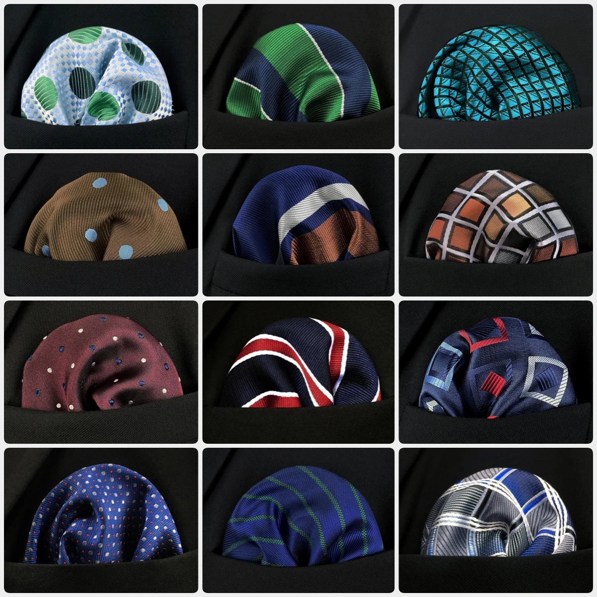 Colorful Dots Crimson Business Multicolor Pocket Square Mens Classic Suit Gift Striped Handkerchief Checkes Accessories