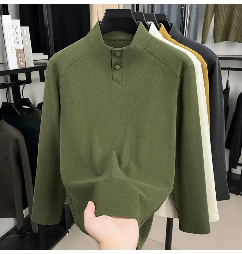 Herbst und Winter Neue männer Sweatshirt Taste Stehkragen Casual Langarm T-shirt Vielseitig Warme Pullover Top – Detail 14