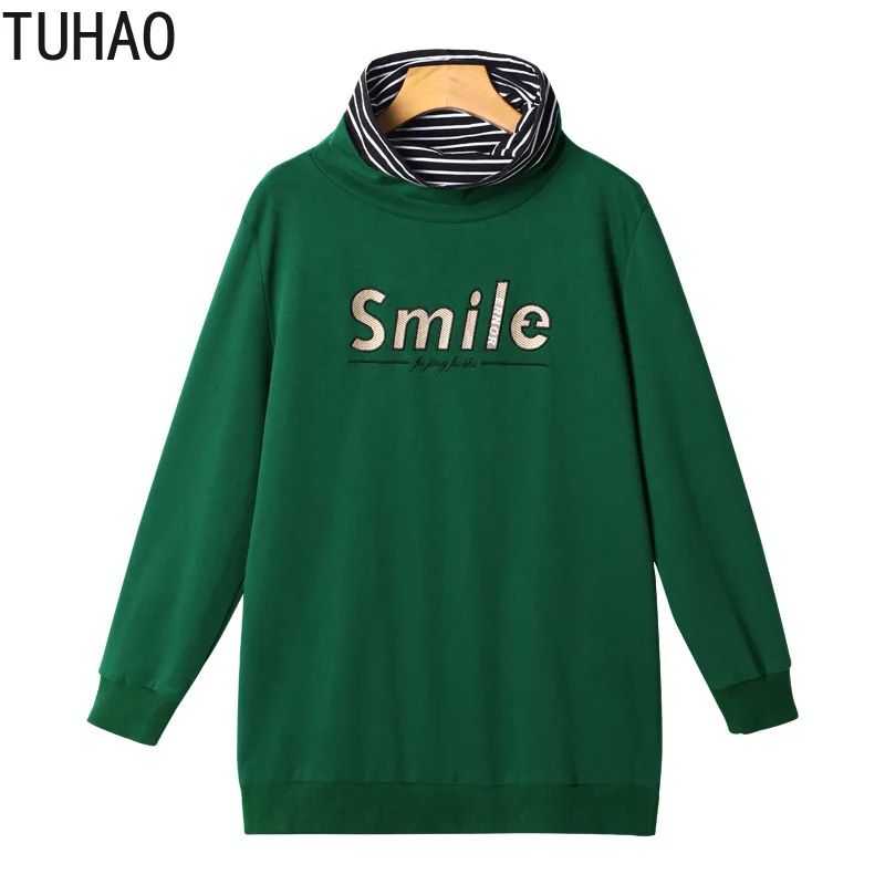 

TUHAO Woman Letter Printed Cotton Hoodie Loose Women's Hoodies Sweatshirt for Mother Mom 7XL 6XL 5XL Oversized Women's Hoodie