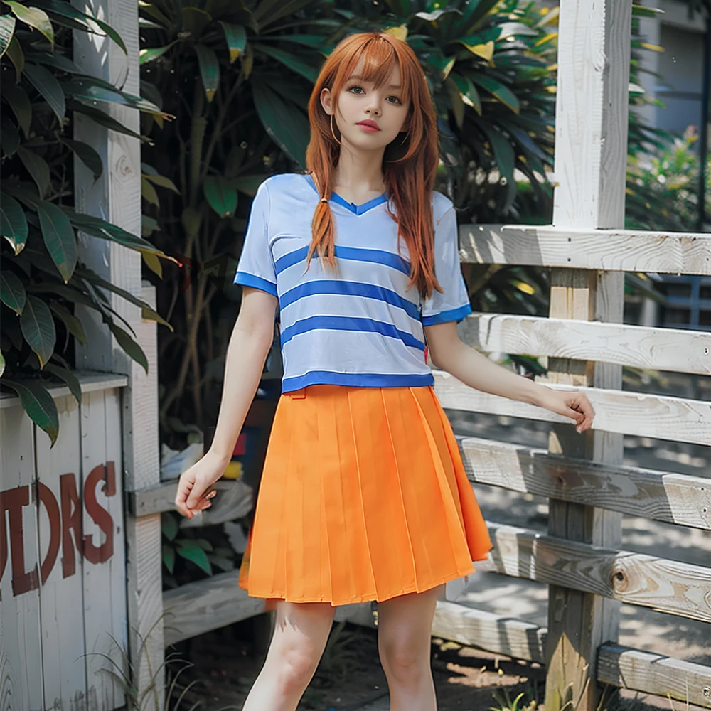 

Anime One Pices' Nami Cosplay Costume Two Years Later Shirt Skirt Belt For Party Game Cosplay