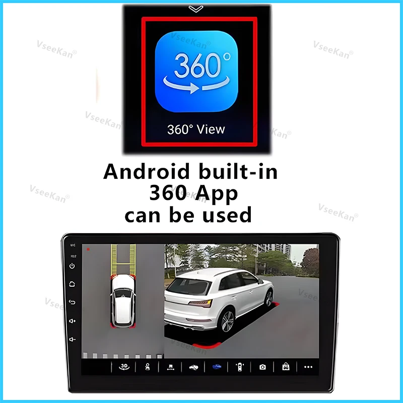 360 fotocamera per auto fotocamere anteriori e posteriori sinistra e destra per sistema multimediale Android con funzione fotocamera 360 integrata - immagine 5