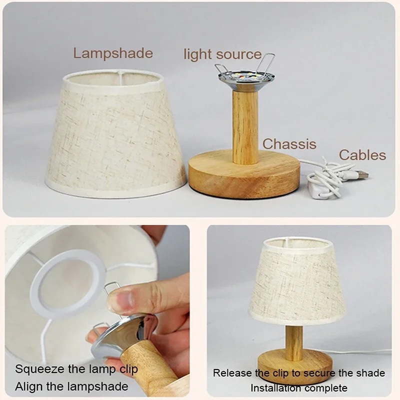 LED Table Lamp Interior Lighting Fixture For Living Bedroom Bedside Night Desktop Decoration Retro Japanese Style Desk Lights 6