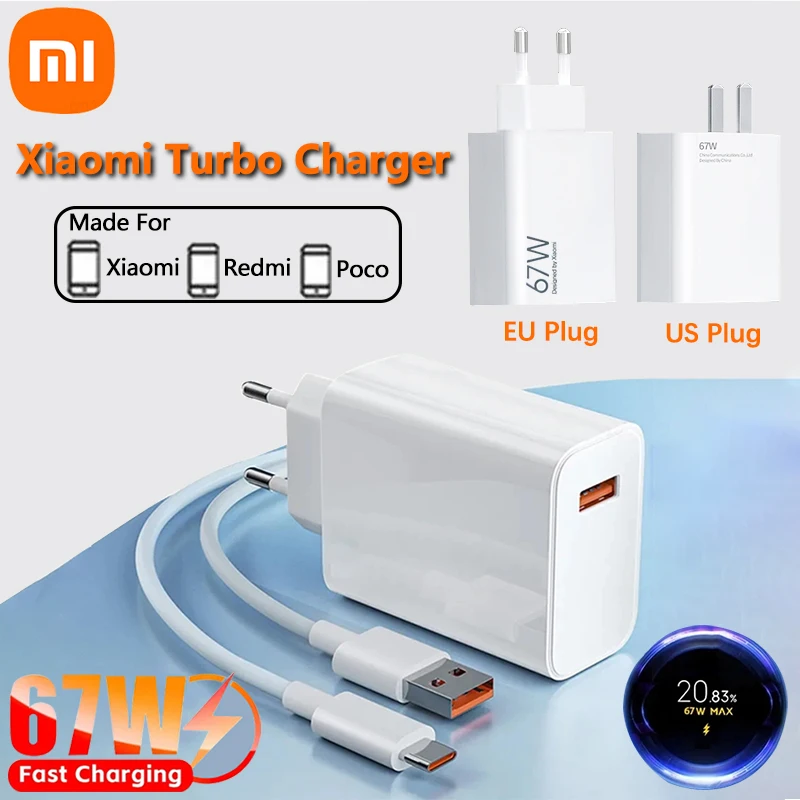 Xiaomi 67W Quick Wall Charger Adapter USB-C Cable Redmi 11Pro 12 13 MIX  FOLD 2