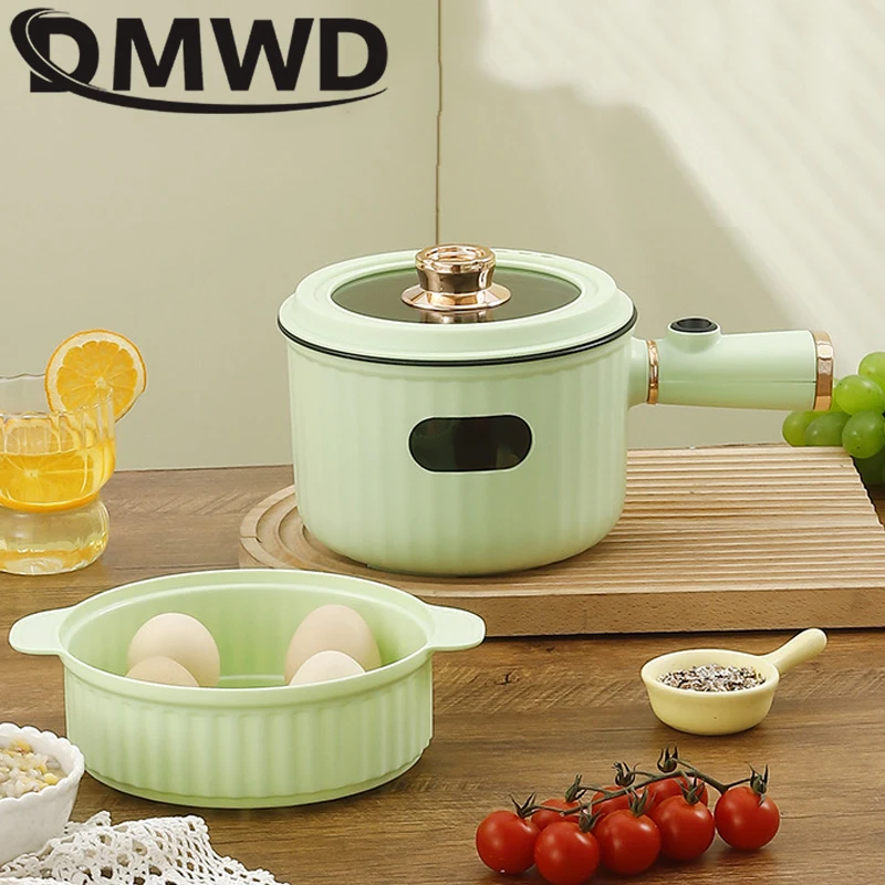 DMWD Mini Multifunction Electric Cooking Machine Household Single/Double Layer Hot Pot Multi Rice Cooker Non-stick Frying Pan