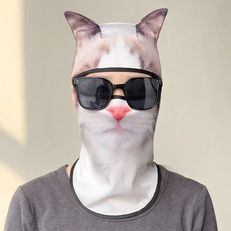 오토바이 라이딩 페이스 마스크 고양이 얼굴 전체를 덮는 일체형 페이스 마스크 귀여운 동물 모양 오토바이 오프로드 스키 모자
