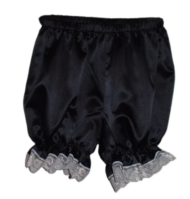 

Fashion Girl Black Satin Knickers Lace Skirt Lined Shorts Maid Role Play Sissy Custom Multi-color