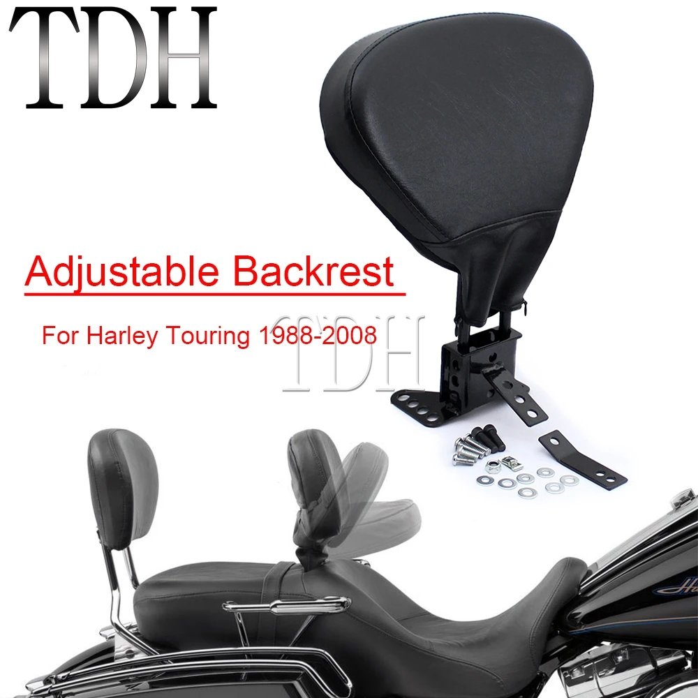 

For Harley Touring Road King Electra Street Glide FLHT FLTR FLHR FLHX 88-08 Adjustable Pad Driver Rider Backrest W/ Hardware Kit