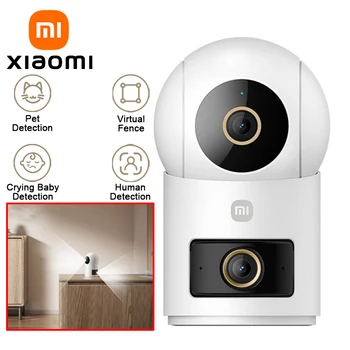 XIAOMI Smart Camera 4 Dual-Lens 3K Dual View, rilevamento del pianto di persone/animali domestici/bebè AI, Wi-Fi 6, visione notturna a colori, versione CN con adattatore