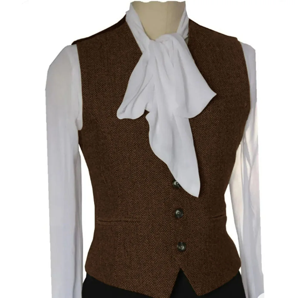 Women's Herringbone Vest  Sleeveless Jacket Fashion Matching V-neck New in Jackets Single-breasted Vests Tailored Coats