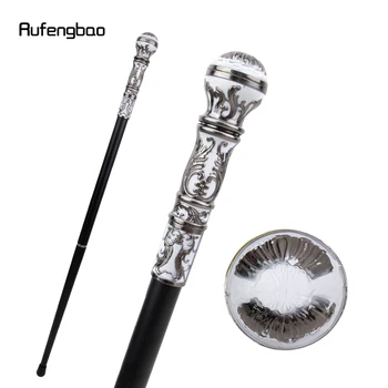 Silver White Luxury Round Handle Fashion Walking Stick for Party Decorative Walking Cane Elegant Crosier Knob Walking Stick 93cm