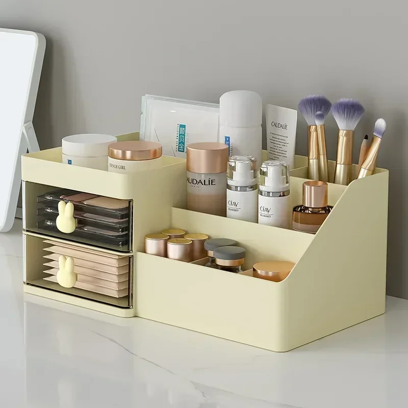 Large Capacity Cosmetic Storage Box Makeup Drawer Organizer Skincare Makeup Stationery Storage Box for Dressing Table Desktop 3