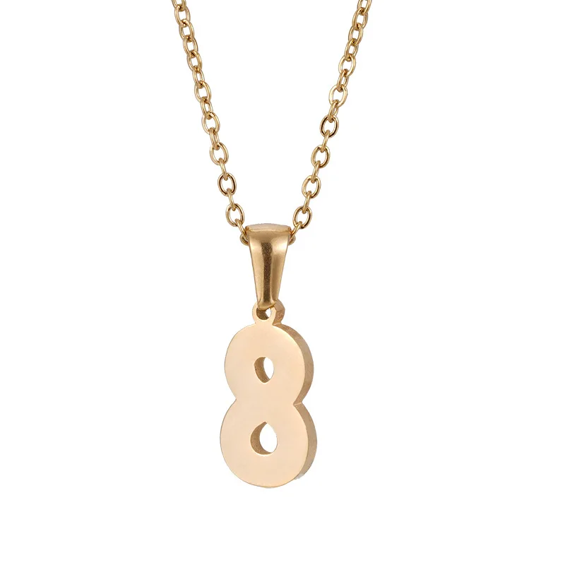 

Lucky Number Gold Necklace Stainless Steel Number 0-9 Women Girls Pendants Charm Necklaces Couple Gift Jewelry Drop Shipping