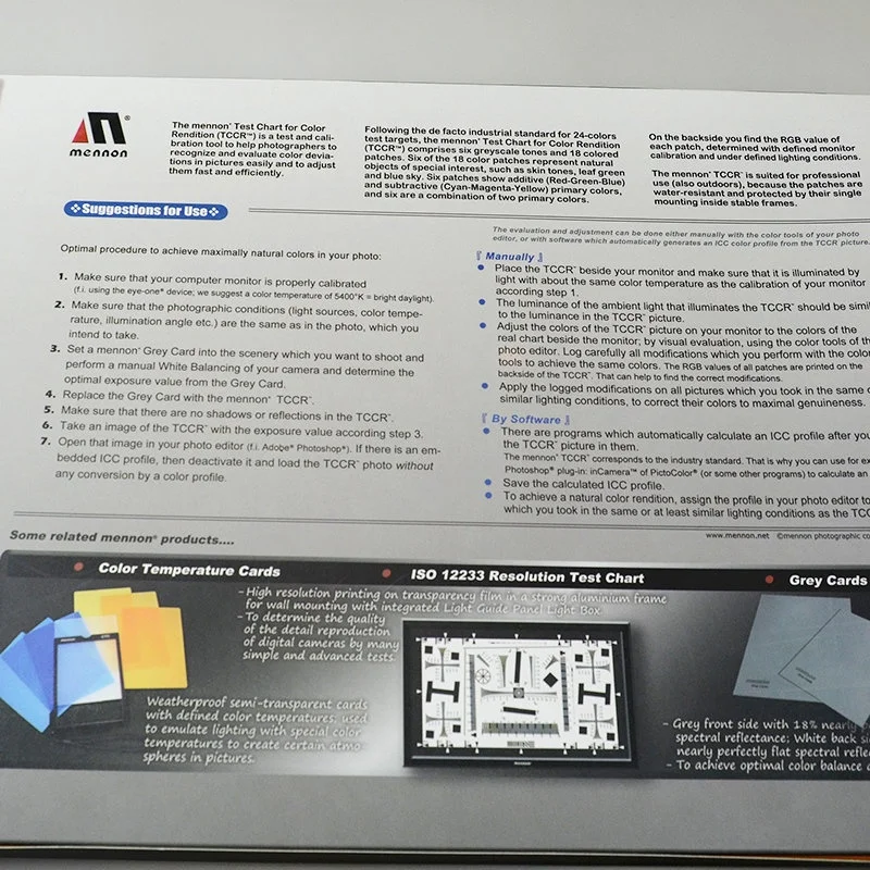 Menon Professional 24 Color checker Palette Board Card Test for Superior Digital Color Correction for Balancing Photo Editing
