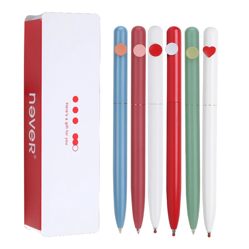 

Never Kawaii Pens Rotary Metal Gel Pen Gift Box 0.5MM Ink Sign Pens Bolígrafo Caneta Stylo Premec Swiss Refill for School Office