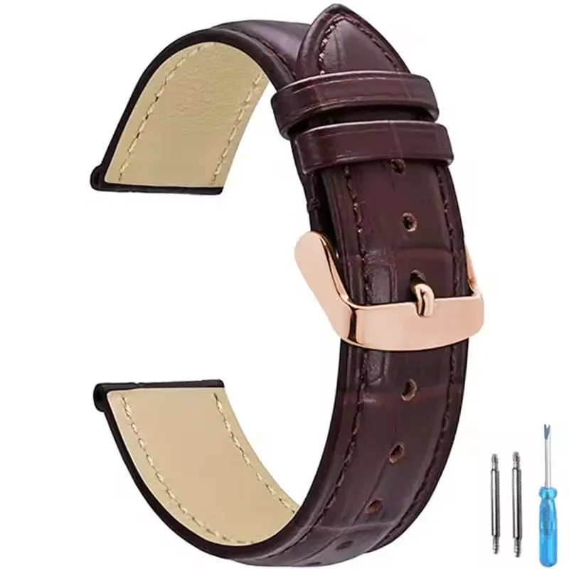 Premium Universal Leather Watch Strap for Men and Women - Elegant Replacement Watchband