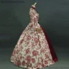 Women Lace-Up Medieval Dress Ruffles Bow Vintage Victorian Carnival Maxi Dress Patchwork Floral Female Fairy Long Dress 2