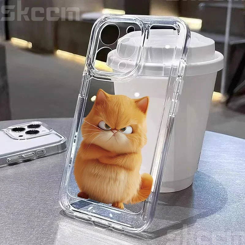 Playful Cat Design Clear Shockproof Phone Case - Soft Cover