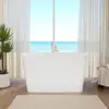 Lucite Acrylic Freestanding Bathtub 47" with Seat Design Japanese Soaking Tub Chrome Drain Slotted Overflow Easy Installation & 3