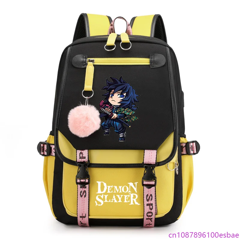 Nueva moda Tomioka Giyuu mochila al aire libre calle Cool Anime